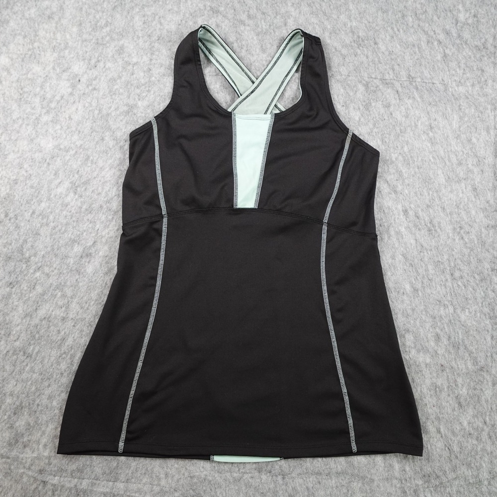 Gaiam Top Womens Large Black Mint Green Criss Cross Back Yoga Activewear Strappy